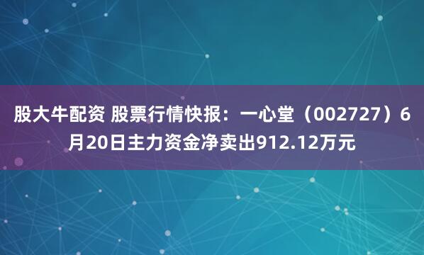 股大牛配资 股票行情快报：一心堂（002727）6月20日主力资金净卖出912.12万元