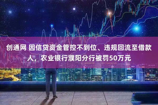 创通网 因信贷资金管控不到位、违规回流至借款人，农业银行濮阳分行被罚50万元